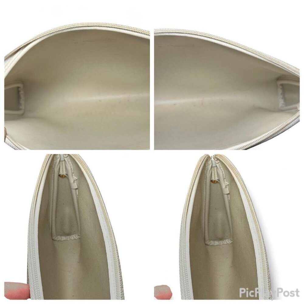 Christian Dior Honeycomb Coated Canvas Makeup Pouch Clutch - White/Cream, Grey - Picture 14 of 14